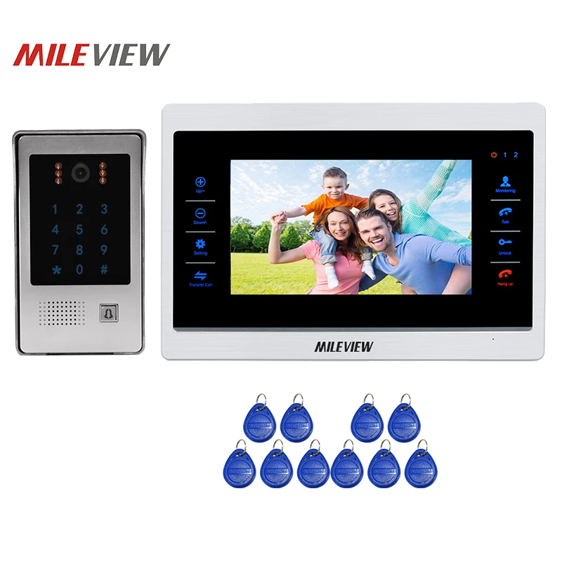 

Free Shipping 1.0MP 720P AHD HD Motion Detection 10" Video Intercom Door Phone Record Screen System RFID Keypad Doorbell Camera