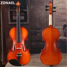 ZONAEL 4/4 полный размер натуральная акустическая Скрипка с Чехол с бантом канифоль клен Picea Asperata V007