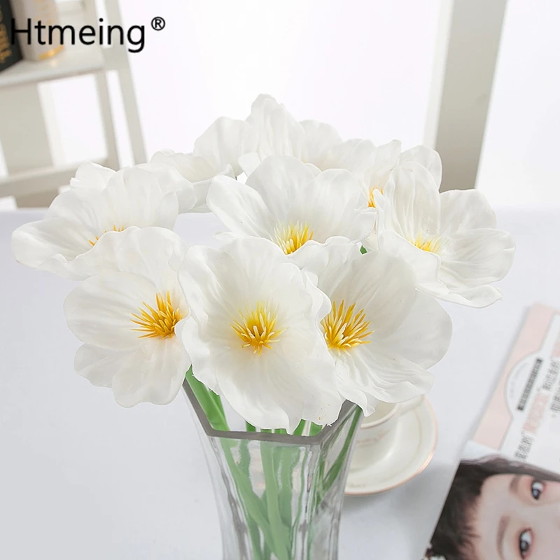 Htmeing 10 шт. искусственные маковые цветы на ощупь искусственная кожа/латекс