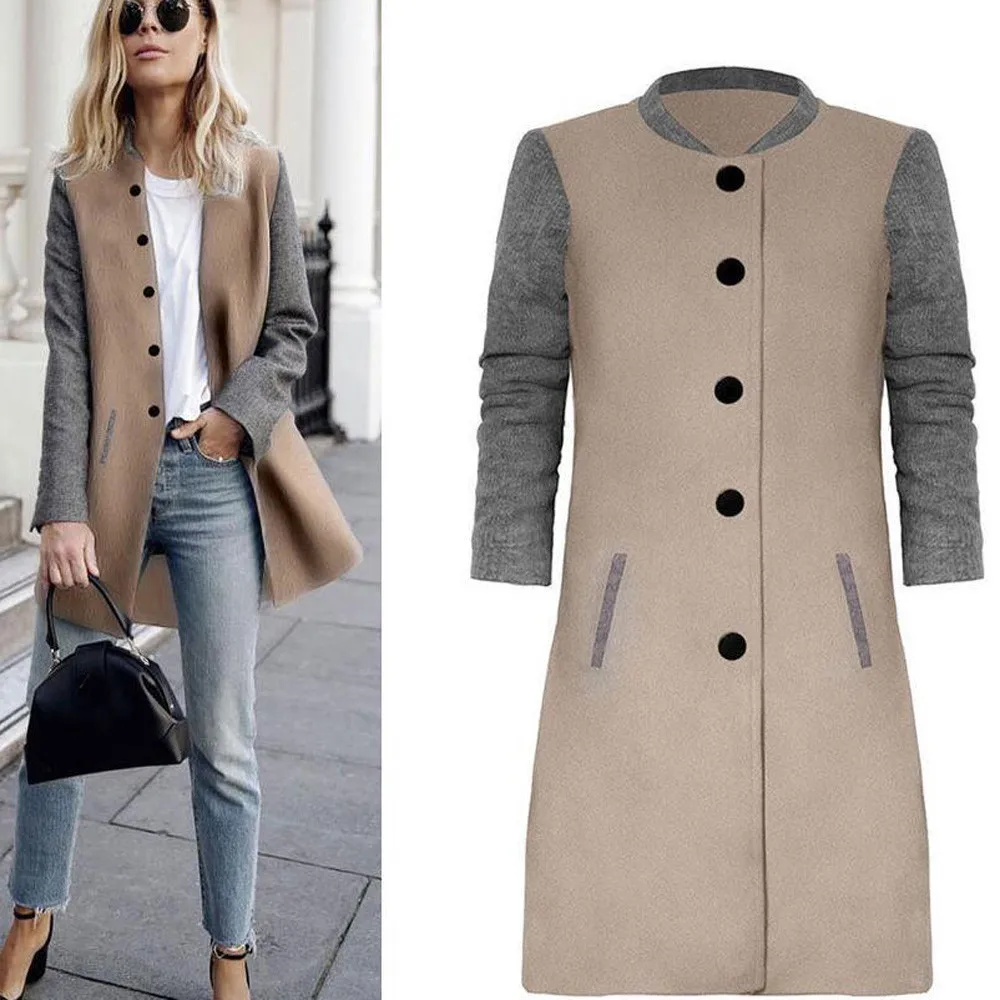 coats and jackets Womens Casual Long Sleeve Cardigan Jacket  Lady Patchwork Cashmere Coat Jumper Knitwear campera mujer  4.2