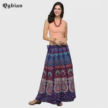 Low waist boho print long skirt Women split Purple Peacock 3D Print skirt beach skirt Female chic vintage summer Lace-Up