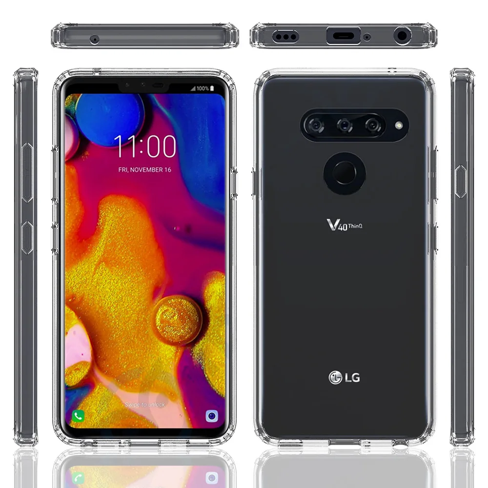 Гибридный ТПУ Жесткий прозрачный чехол для LG V40 Чехол Мягкий бампер Броня противоударный силиконовый чехол для LG V40 ThinQ/LG V30 чехол