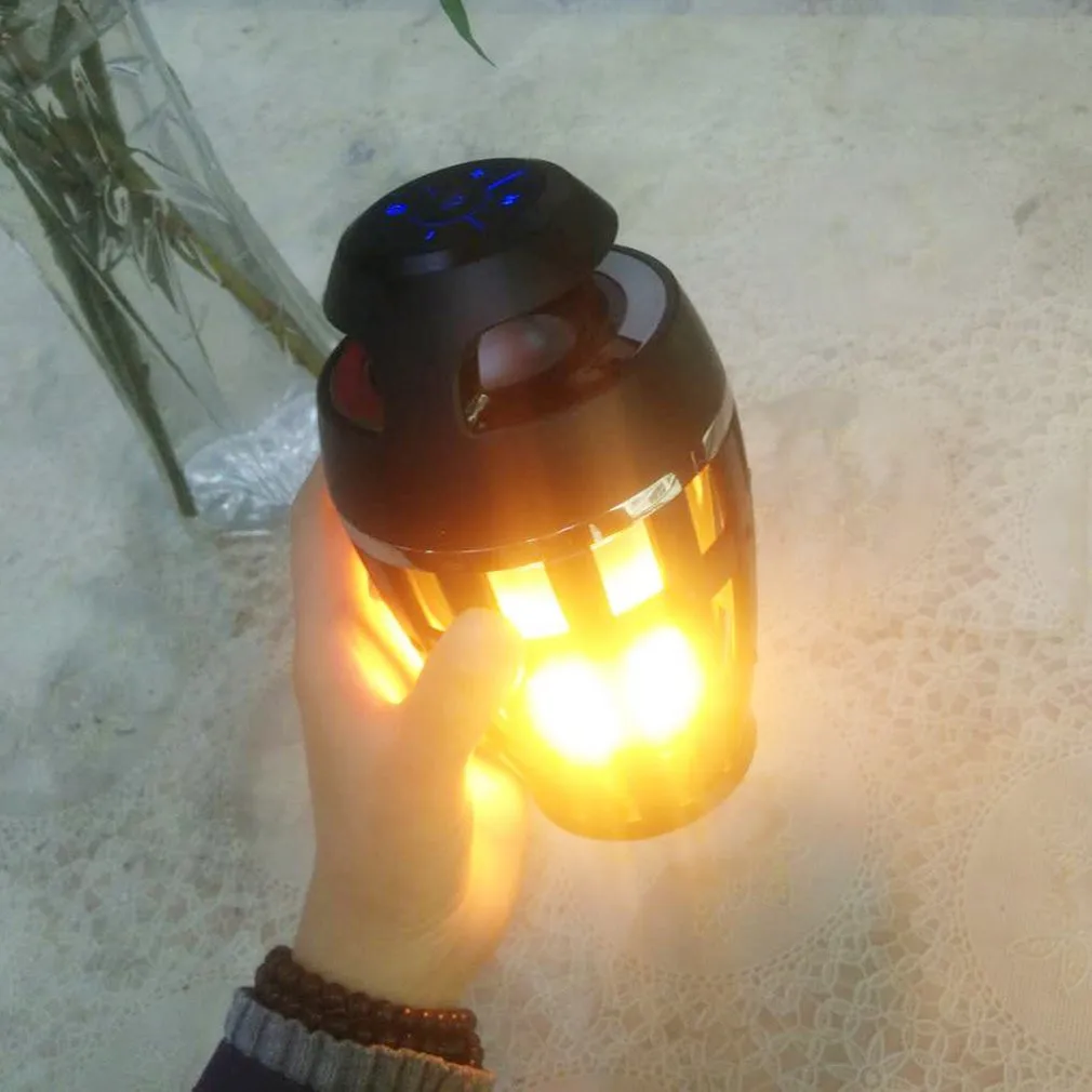 

Portable Waterproof Flame LED Atmosphere Lamp Wireless Bluetooth Speaker with LED Flickers USB Outdoor Camping Familiy Party New