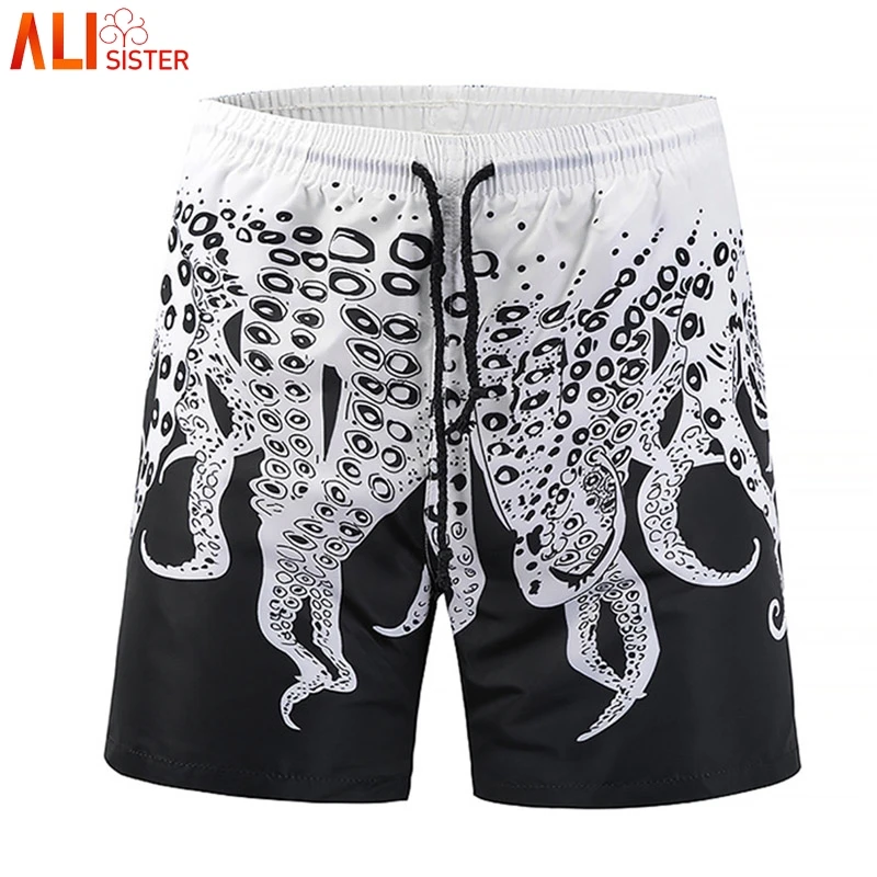 

Alisister Brand 2019 Summer Vacation Men's Bermuda Shorts Fashion Casual Loose Octopus Pattern 3d Beach Shorts Male Sportwear