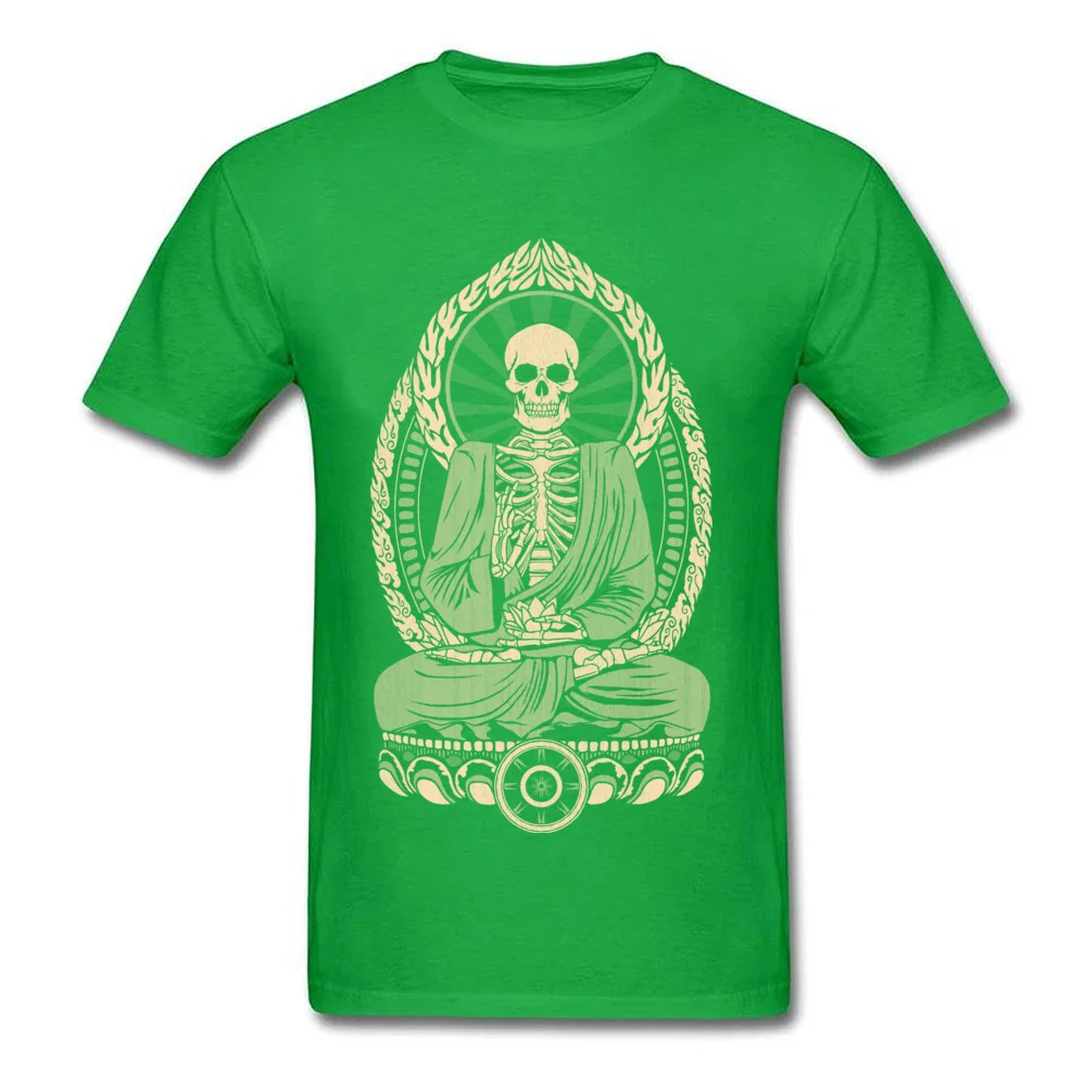Short Sleeve Tops Shirt Round Neck Cotton Student Top T-shirts Starving Buddha Skeleton Aged Geek Tee-Shirts Family Starving Buddha Skeleton Aged green