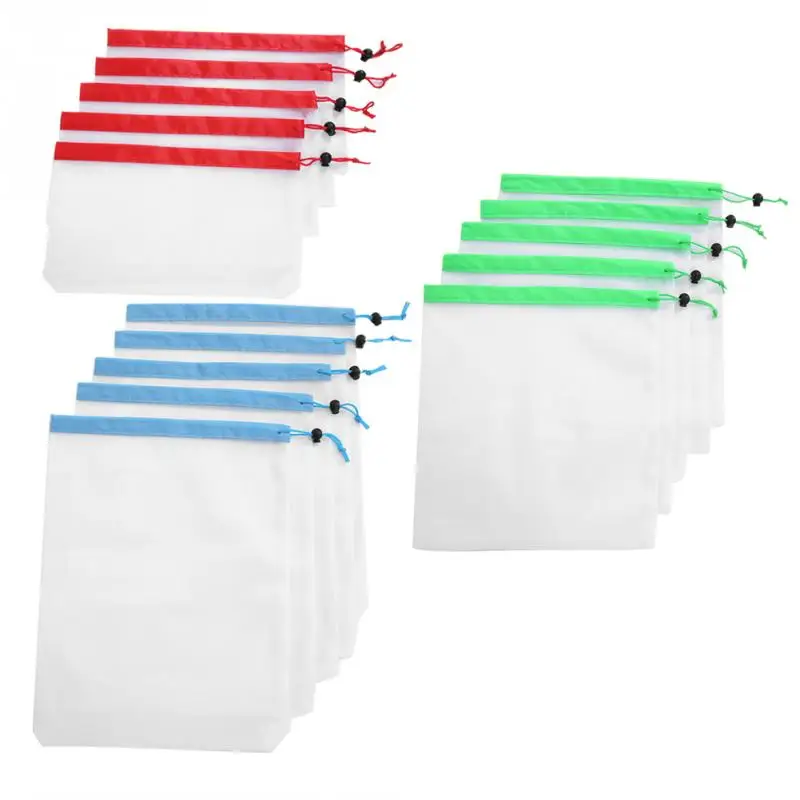 

Reusable Grocery Produce Bags Cotton Mesh Eco Market String Net Shopping Tote Kitchen Fruits Vegetables Hanging Bag Organizer