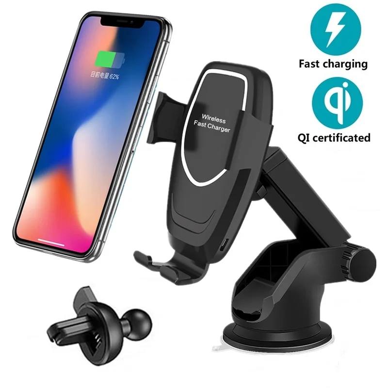 

Universal 10W Car Qi Wireless Charger For Iphone 8 XR X XS Car Mobile Phone Holder Fast Charger For Samsung S9 S10 Plus Huawei