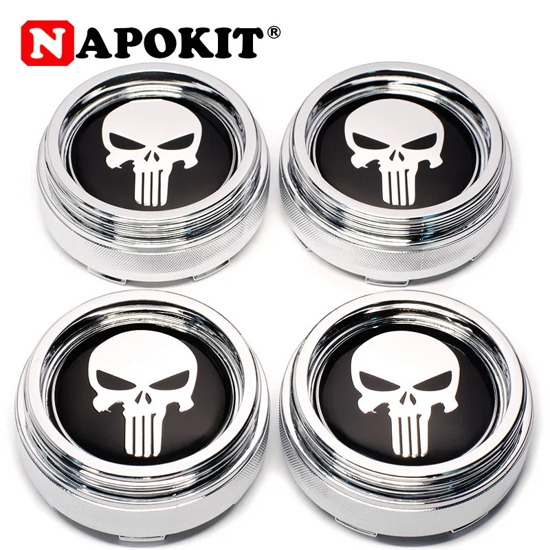 

4pcs 60MM(56mm) 3D Skull Car Rim Tires Wheel Center Caps Emblem Badge Decal Symbol Car Decoration Hub Caps