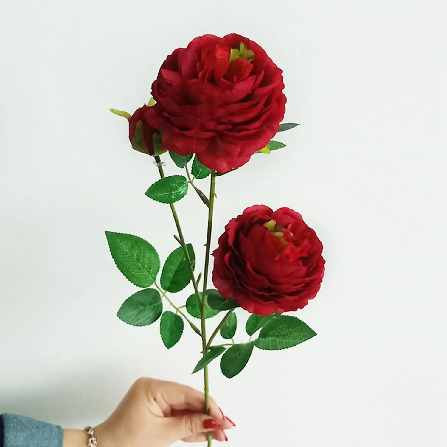 

3 Heads Artificial Flowers Peony Bouquet Silk Flowers Bridal Bouquet Fall Vivid Fake Rose Flowers for Wedding Home Party Decor