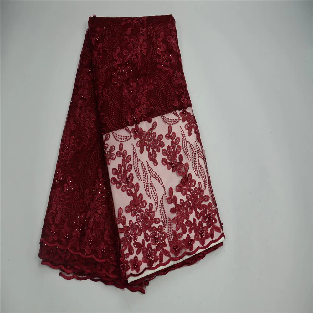 

HFX High Quality Nigerian Lace Fabrics 2018 With Stones African French Net Lace Fabric Embroidered Tulle Mesh Lace X183-1