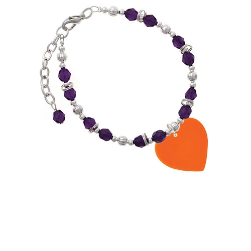 Acrylic 1 Orange Heart Purple Beaded Bracelet