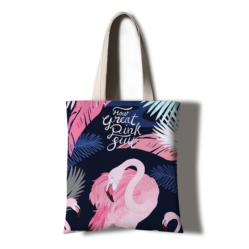 

Flamingo Printed fresh Beach Bag Bolsa Feminina Canvas Tote Shopping Handbags sac a main femme de marque