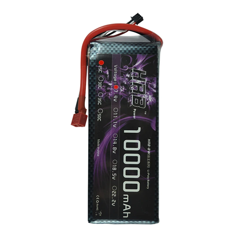 

HRB Li-polymer Lipo Battery 2S 7.4V 10000mah 25C Max 50C For Helicopter RC Model Quadcopter Airplane Drone