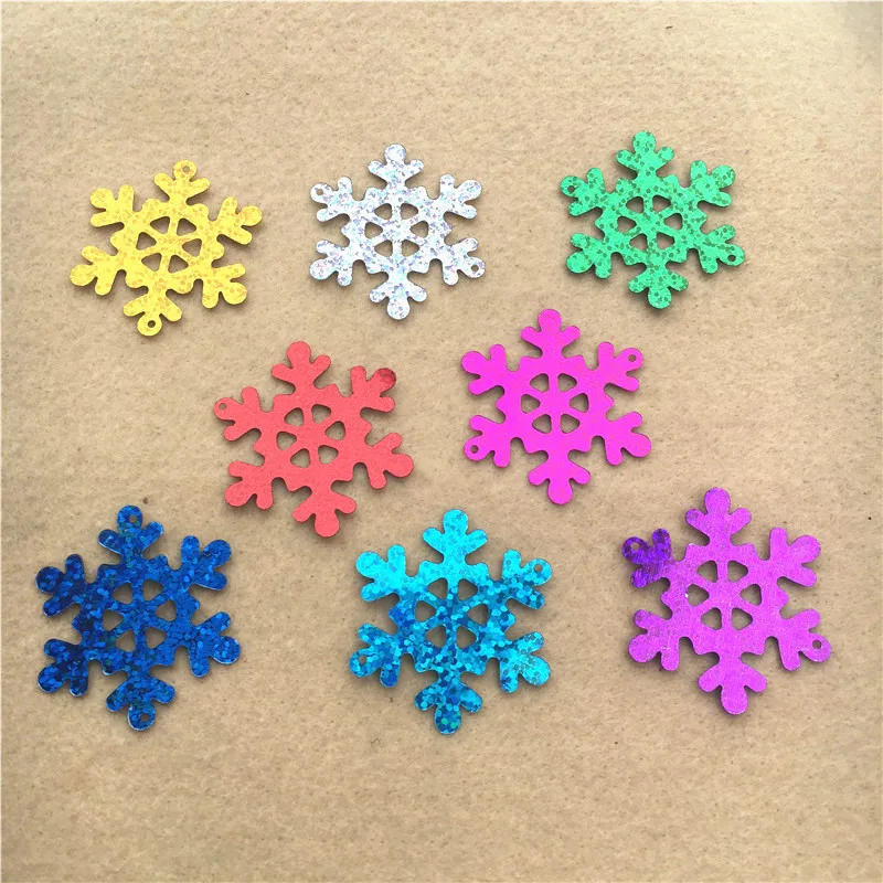 

100Pcs Laser 40mm snowflake Large Sequins PVC Flat loose sequin Paillette sewing wedding Craft Christmas home decoration Pendant