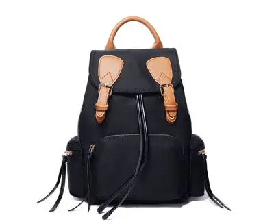 Роскошная дизайнерская Кожа Рюкзак Женская дорожная сумка рюкзаки на шнурке школьная сумка для девочек сумки на плечо рюкзак - Цвет: Черный