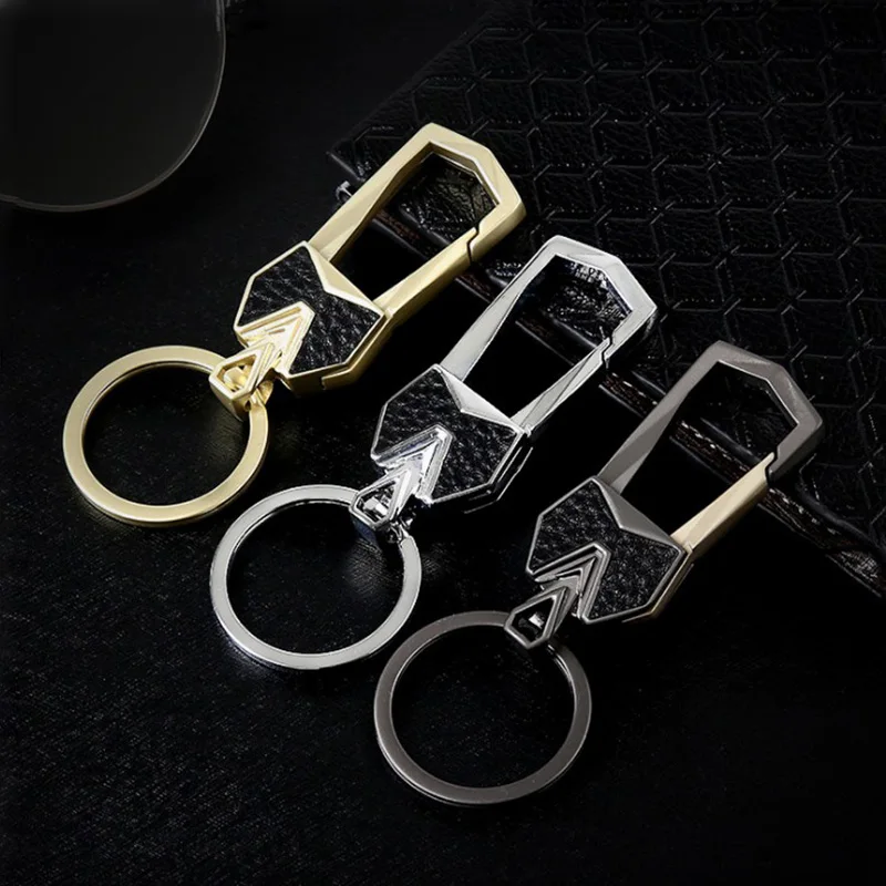 Upscale Men metal Paste leather keychain for keys Pendant Creative