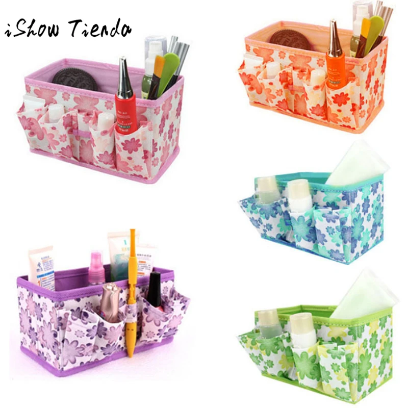 

Hot sael 2017 New Fashion Make Up Cosmetic Storage Bag Bright Organiser Foldable Stationary Container Desktop Makeup Organizer