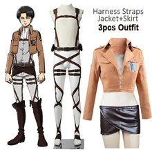 Хит продаж; Аниме «обувь для косплея по аниме «атака на Титанов» Косплэй Shingeki no Kyojin Recon корпус кожаная юбка Hookshot Ремни подтяжки Акерман костю...