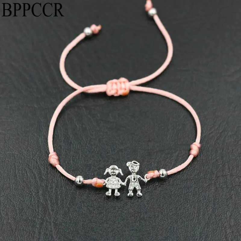 

BPPCCR Lovely Boys & Girls Family Charm Bracelets For Men Women Couples Red Line Rope String Lucky Braid Bracelet Jewelry Gifts