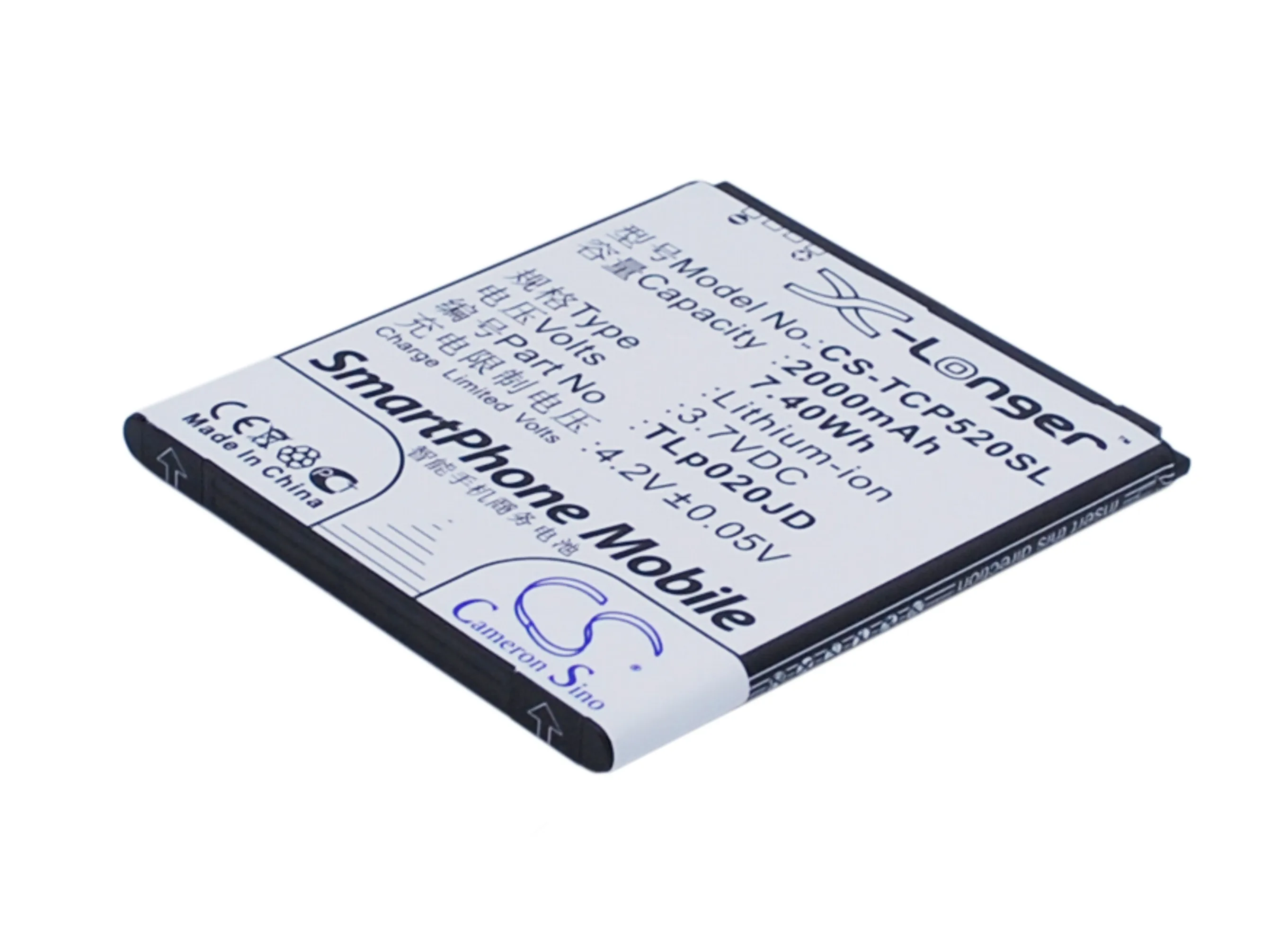 Аккумулятор Cameron Sino 2000 мАч TLp020JD для TCL P5181 P518L P5201 P520L|2000mah battery|cameron sinobattery 2000mah |