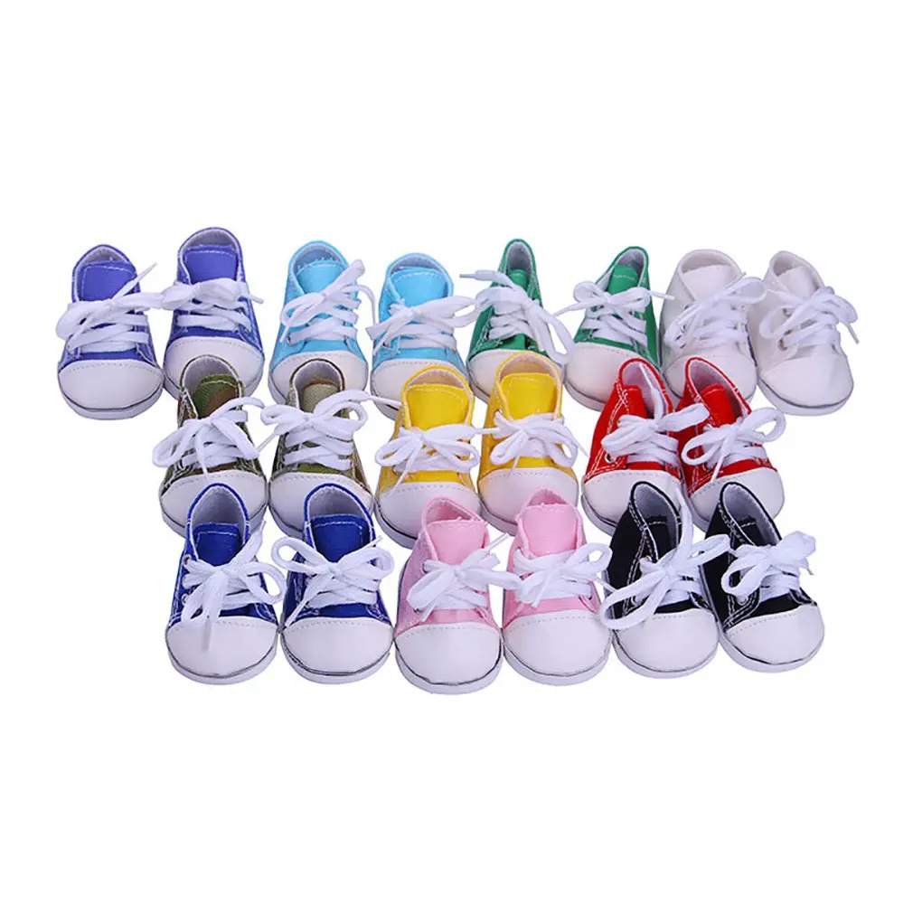 

Cute Mini Solid Color Canvas Shoes For Fit 18 Inch American Doll Accessories Sneakers Shoes Baby Gift
