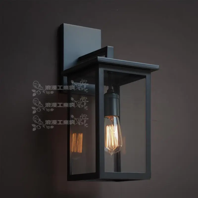 Rh loft2 balcony bar vintage glass box wall lamp