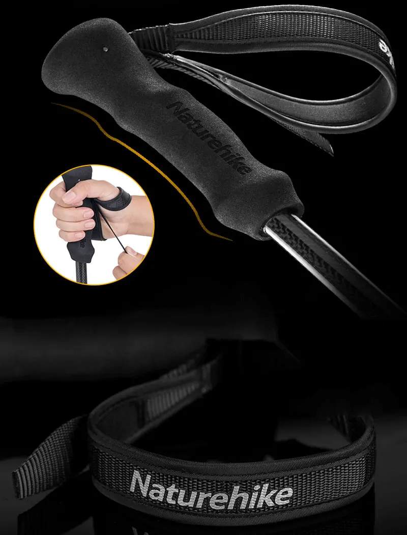 Naturehike Bengala Dobrável Ultraligh Portátil Caminhadas Vara Telescópica Alça Reta Pólo Trekking Escalada Vara Nh17d005 d 13 High Quality Esporte e Lazer