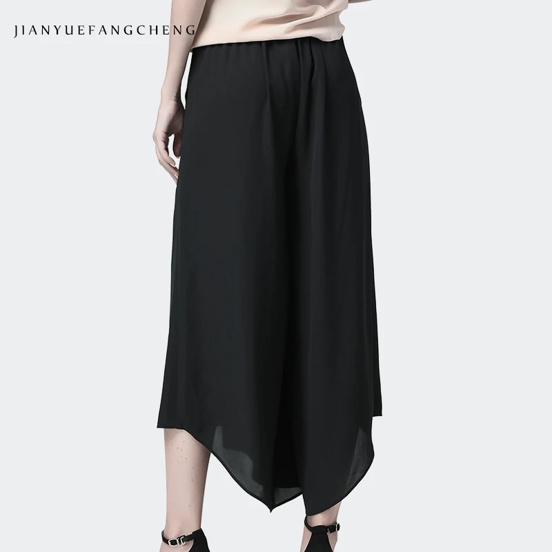 Summer Women' Skirt Pants Black Chiffon Side Split Loose Wide Leg Capris Pantas Fashion Cool Streetwear Casual Female Bottoms Summer Women' Skirt Pants Black Chiffon Side Split Loose Wide Leg Capris Pantas Fashion Cool Streetwear Casual Female Bottoms