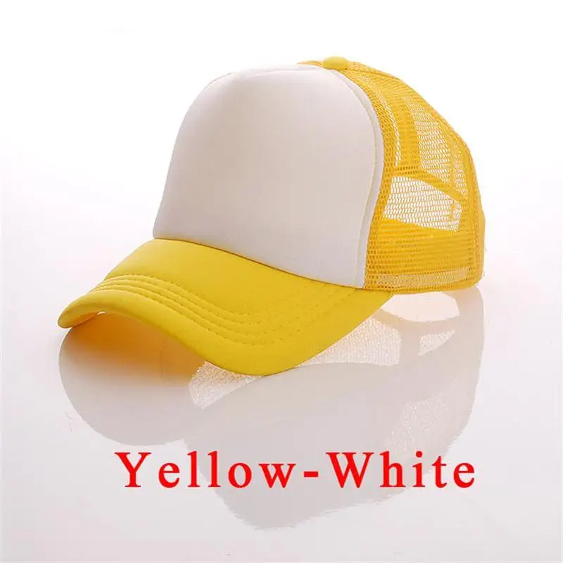 Цена по прейскуранту завода-изготовителя! Бейсболка с логотипом на заказ, Детская кепка-Дальнобойщик из полиэстера, Кепка с сеткой для мальчиков и девочек - Цвет: Цвет: желтый