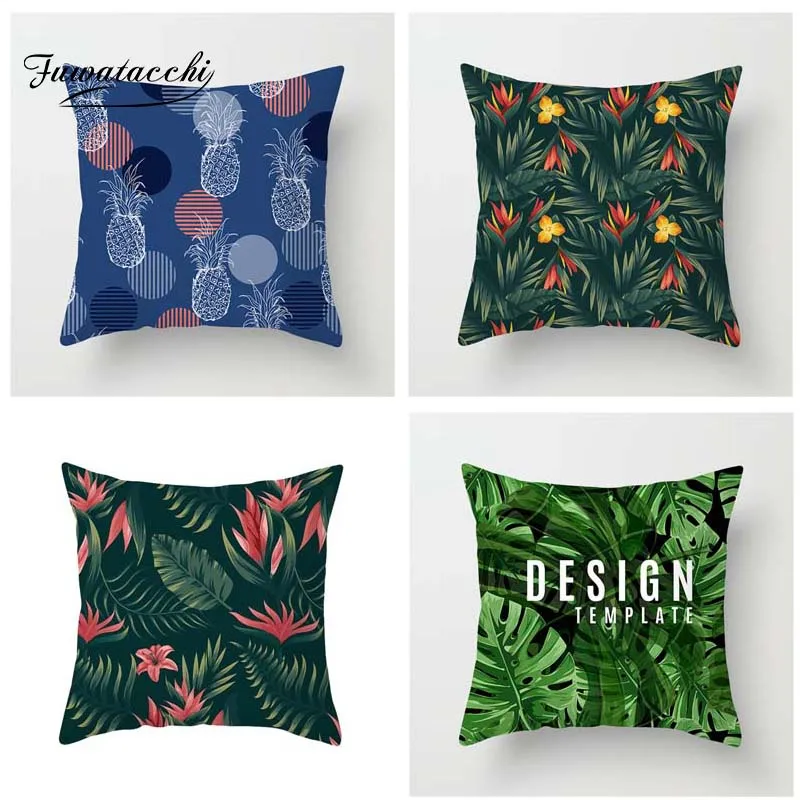 

Fuwatacchi Tropical Plant Printed Cushion Cover Multi Color Tree Leaves Pillow Cover Green Decorative Pillowcase for Home Sofa