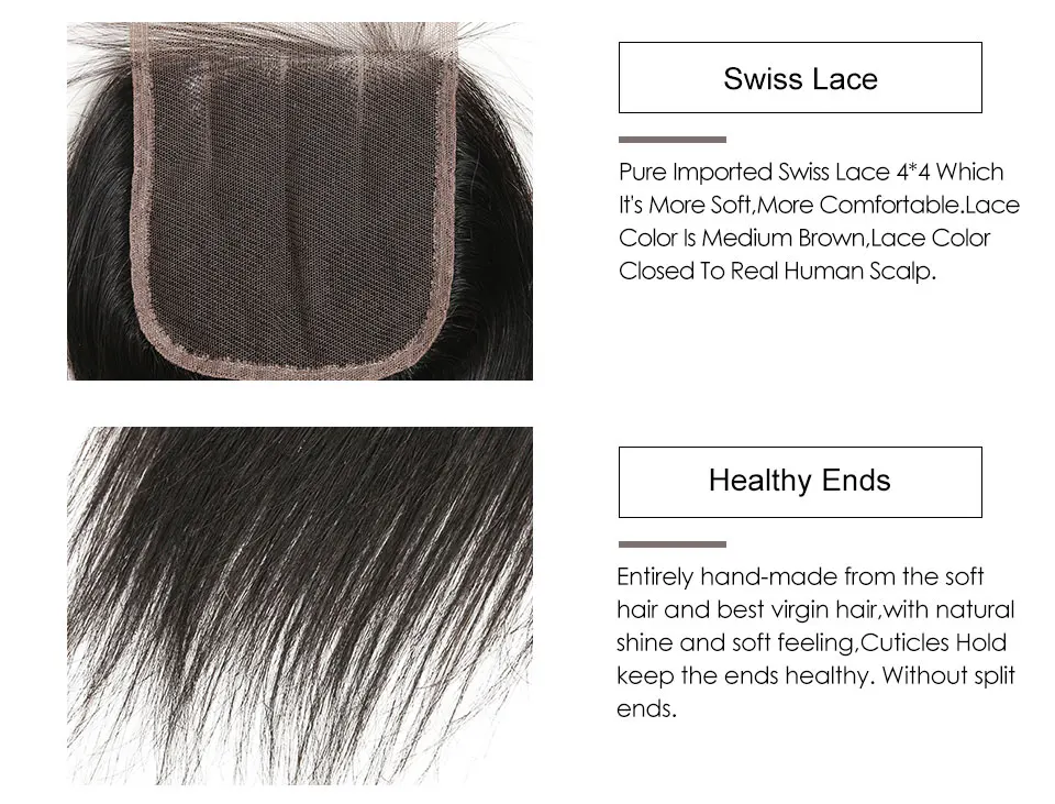 Hair Villa One Pack Remy Great Value Brazilian Straight Bundles Human Hair Weave with 4 4 Lace Closure Full Hand Made for Salon (8)