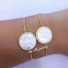 10 шт/партия микро проложить кубического циркония Дева Мария мать жемчужное звено цепи регулируемый браслет Pulsera Bisuteria горячие ювелирные изделия