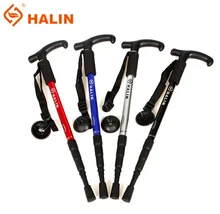 T-handle Outdoor Walking Stick Aluminum Mountain Climbing Stick Trekking Poles Four Section Telescopic Nordic Walking Sticks