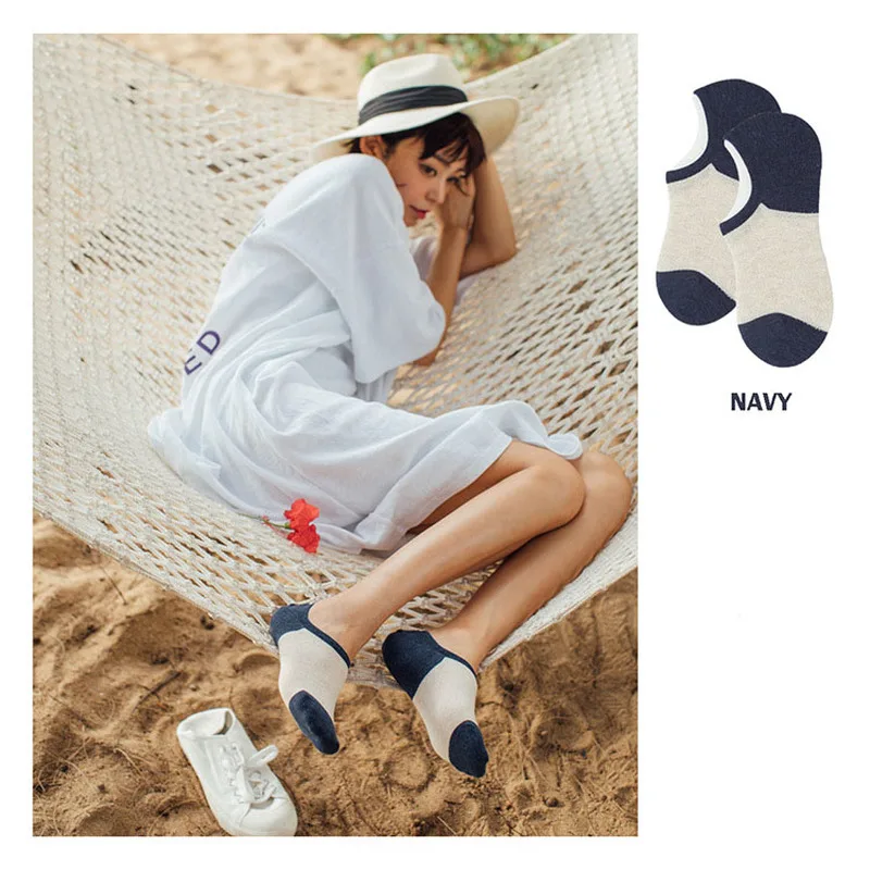 

Spring and summer new products cotton color Japanese neutral invisible boat socks non-slip color matching low to help socks