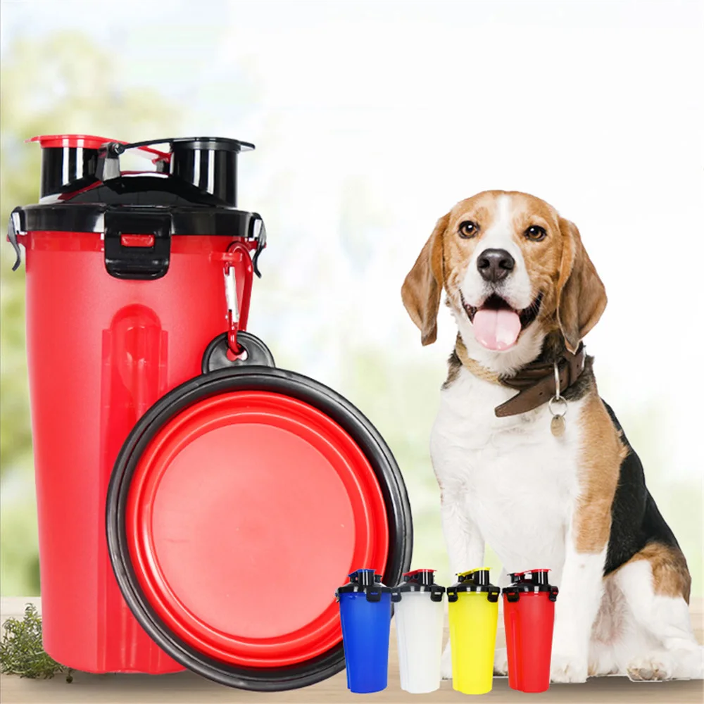 

2 in 1 Pet Feeding Feeder Water Food Container Portable Outdoor Dog Water BottleTravel Food Supplies Dish Cup Pet Bowls