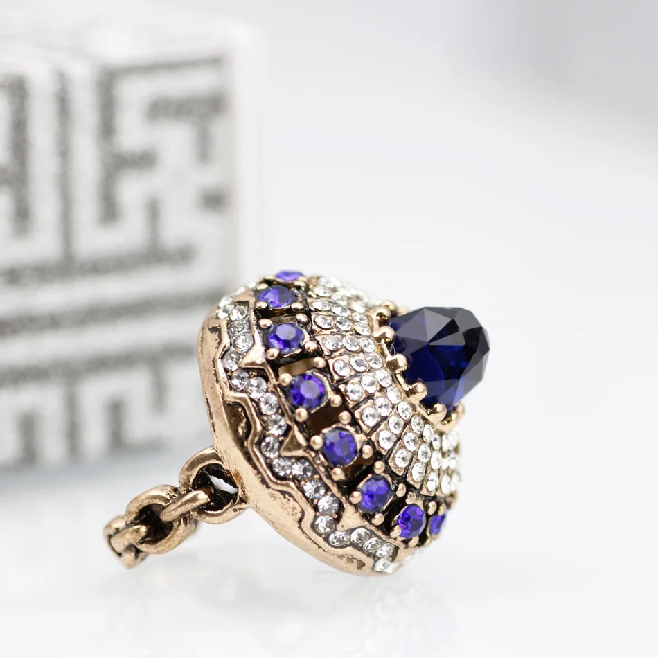 Изысканный турецкий винтажный натуральный камень кольца для женщин античное золото цвет полный кристалл большие свадебные кольца ювелирные изделия стиль
