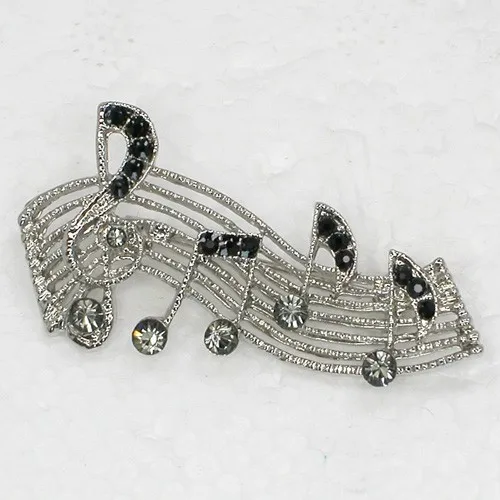 

Black Rhinestone Music note Pin brooches C279 H