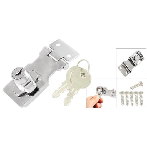 

Closet Door Chrome Plated Metal Keyed Hasp Lock 2.5" Long