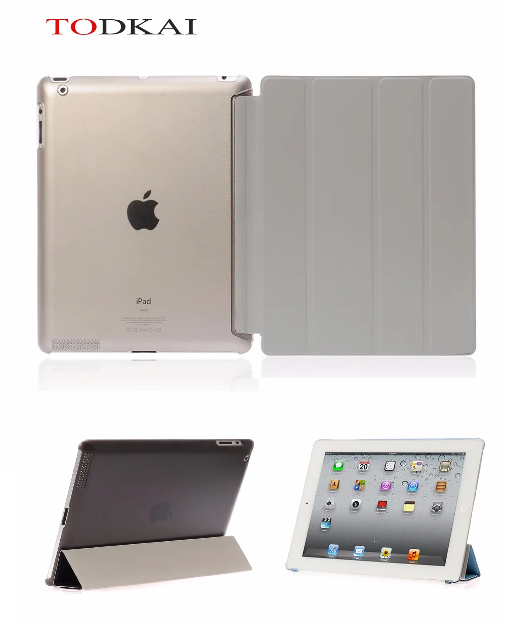 Case for iPad 2 iPad 3 iPad 4 PC Hard+PU Leather Smart Sleep Wake Case Ultra Slim Tablet Case