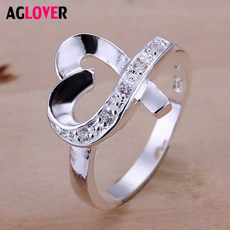 

Fashion Shiny Heart Shape Zirconium Crystal Ring Original 925 Sterling Silver Ring Woman Glamour Jewelry