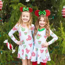 От 1 до 6 лет Одежда для детей; малышей; девочек милое платье принцессы с цветочным рисунком элегантные мультфильм бантом мышь праздничное платье с длинным рукавом осень цветок vestido