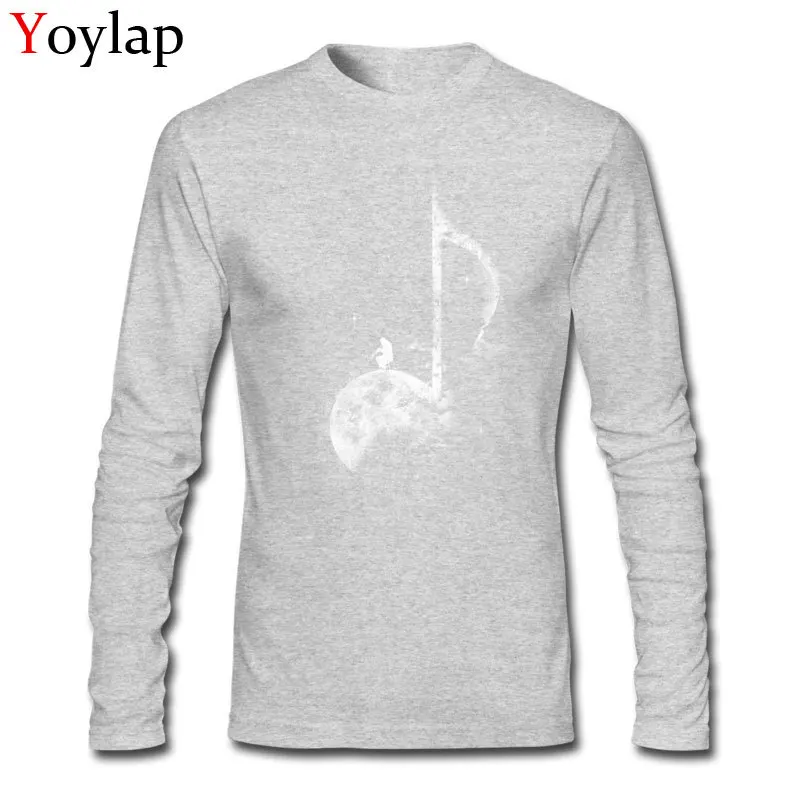 Round Neck T-shirts Unique Summer Tops Shirt Long Sleeve for Men New Design 100% Cotton Miles On The Moon Street Tee Shirts Miles On The Moon grey