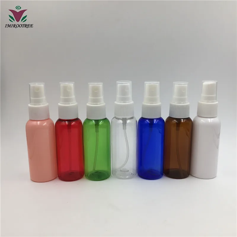 

50 sets/lot 50ml Empty Spray Bottle,Candy color Perfume Plastic Sub-bottling With white Mist Atomizer for Cosmetic Packaging