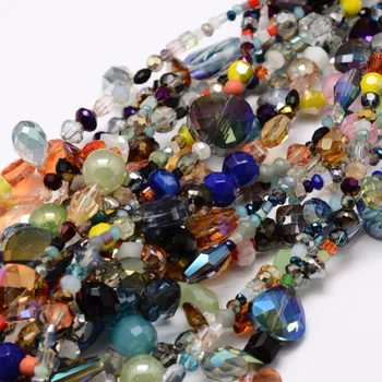 

20Strands Mixed Shapes Electroplate Glass Bead Strands for Jewelry Making DIY,2~16x2~16mm Hole: 1~2mm; about 15.74"