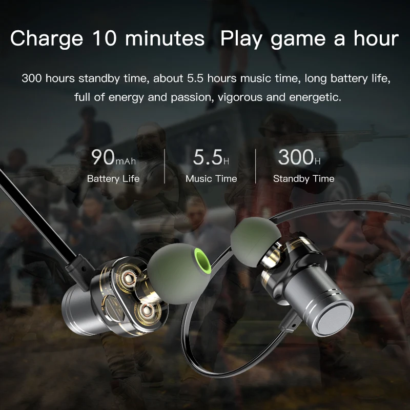 AWEI Newest X670BL Bluetooth Headset Dual Driver Wireless Headphones Bluetooth Earphones with Mic Super Bass Earbuds Stero sound