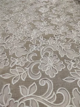 

Pretty design new arrive embroidery tulle lace with velvet for bridal wedding dress or winter dress H-1900