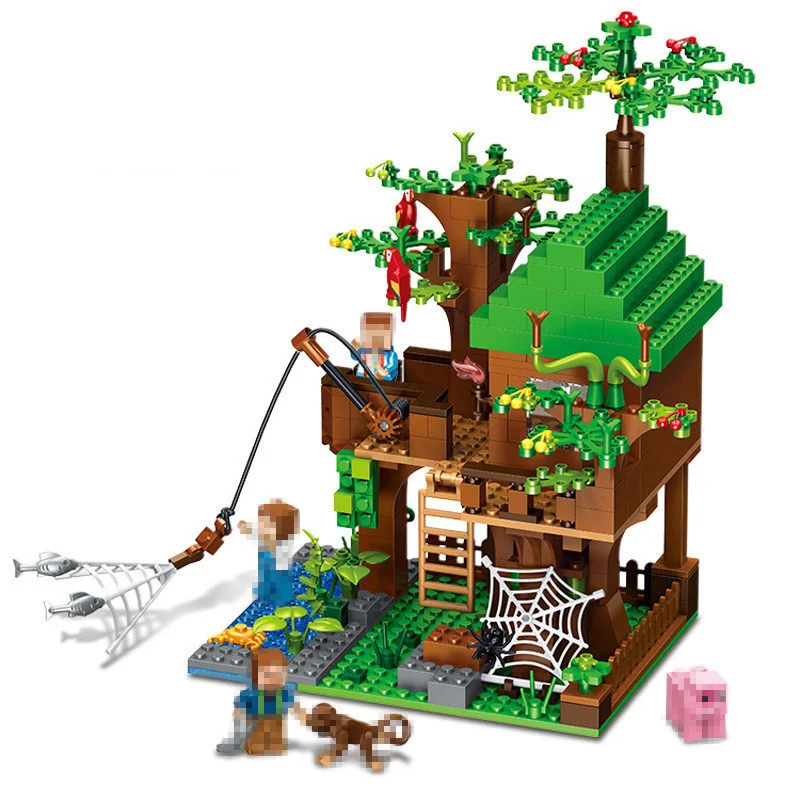 

NEW Fishing Island Forest House Building Blocks Sets Bricks Minecrafted Movie Model Kids Toys For Children Compatible Legoings