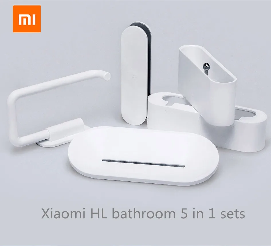 

[HOT]Original xiaomi mijia HL bathroom 5 in1 sets for Soap Hook Storage Box and Phone Holder for Bathroom Shower Room Tool