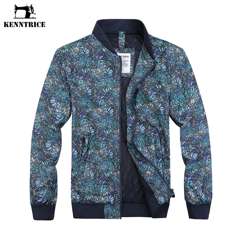 

KENNTRICE Men's Windbreakers Coat Geometric Flower Print Thin Coat Men's jacket Quick Dry Basic Jackets Coats Outwear HYC077