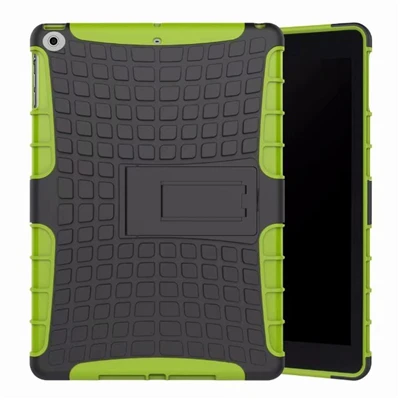 Tablet Case For iPad 9.7'' A1822 A1823 Shockproof Anti-fall Stand Tire pattern Back Cover For Apple iPad Case 9.7 inch - Цвет: Green